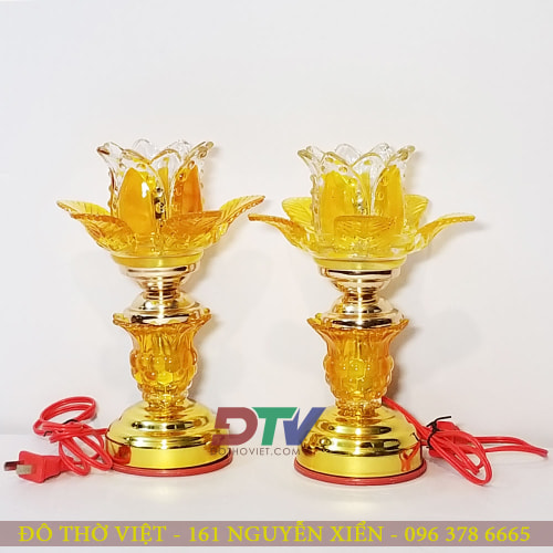 Đèn thờ thuỷ tinh ánh sáng vàng DT10