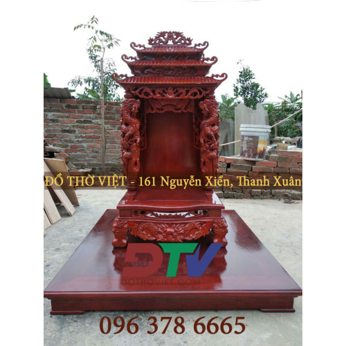 Ban Thần Tài mái chùa gỗ hương mẫu MC6103
