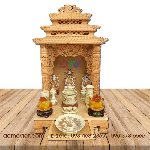 Bàn thờ thần tài mái chùa kt 48cm