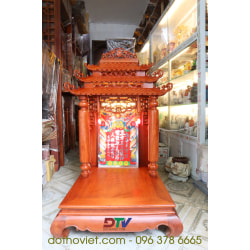Ban Thần Tài mái chùa kích thước 61cm gỗ hương đá cao cấp