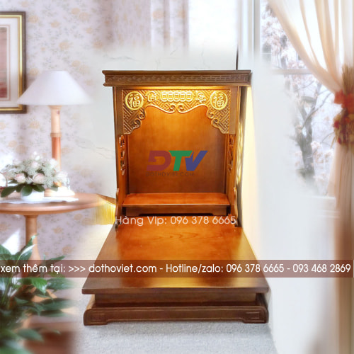 Ban Thờ thổ công mái bằng gỗ sồi MB4804